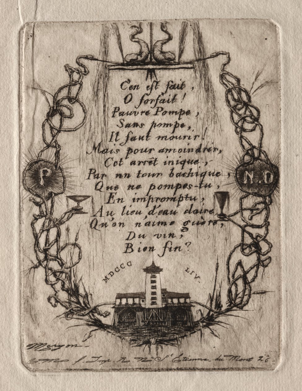 Radierungen von Paris: Die Notre-Dame-Pumpe, kleine Platte von Charles Meryon