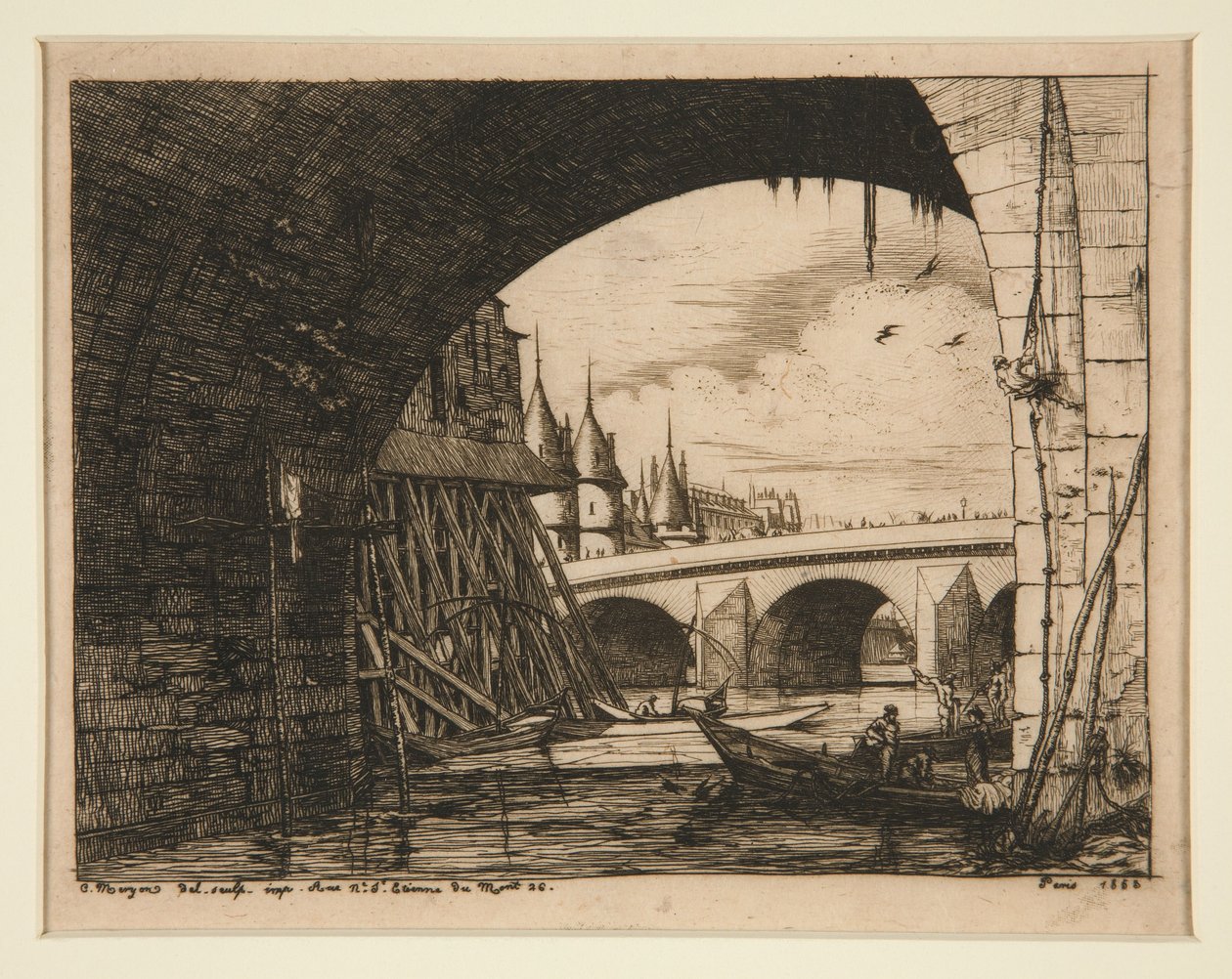 Der Bogen der Pont Notre-Dame, Paris von Charles Meryon