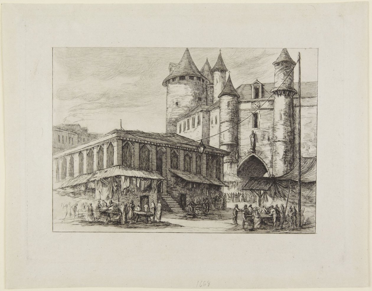 Le Grand Chatelet um 1780 von Charles Meryon
