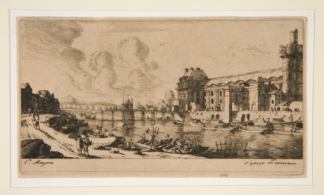 Le Pavillon de Mademoiselle et une partie du Louvre von Charles Meryon