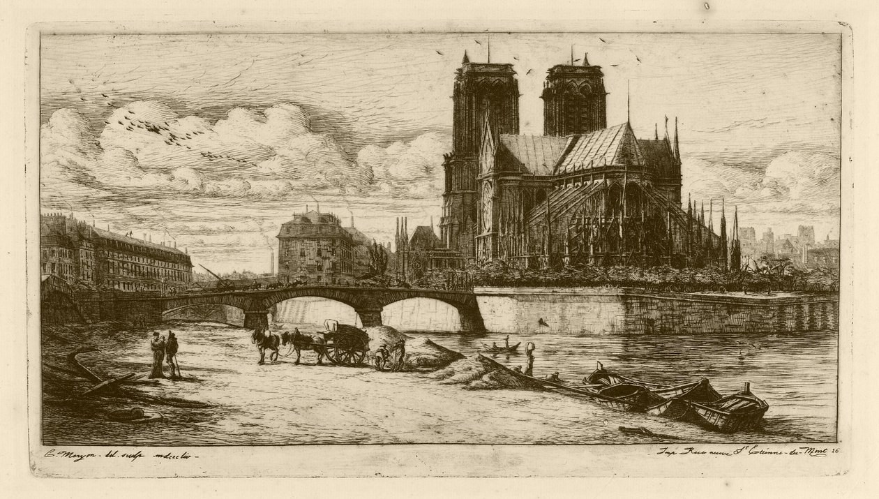 Die Apsis von Notre Dame, Paris von Charles Meryon