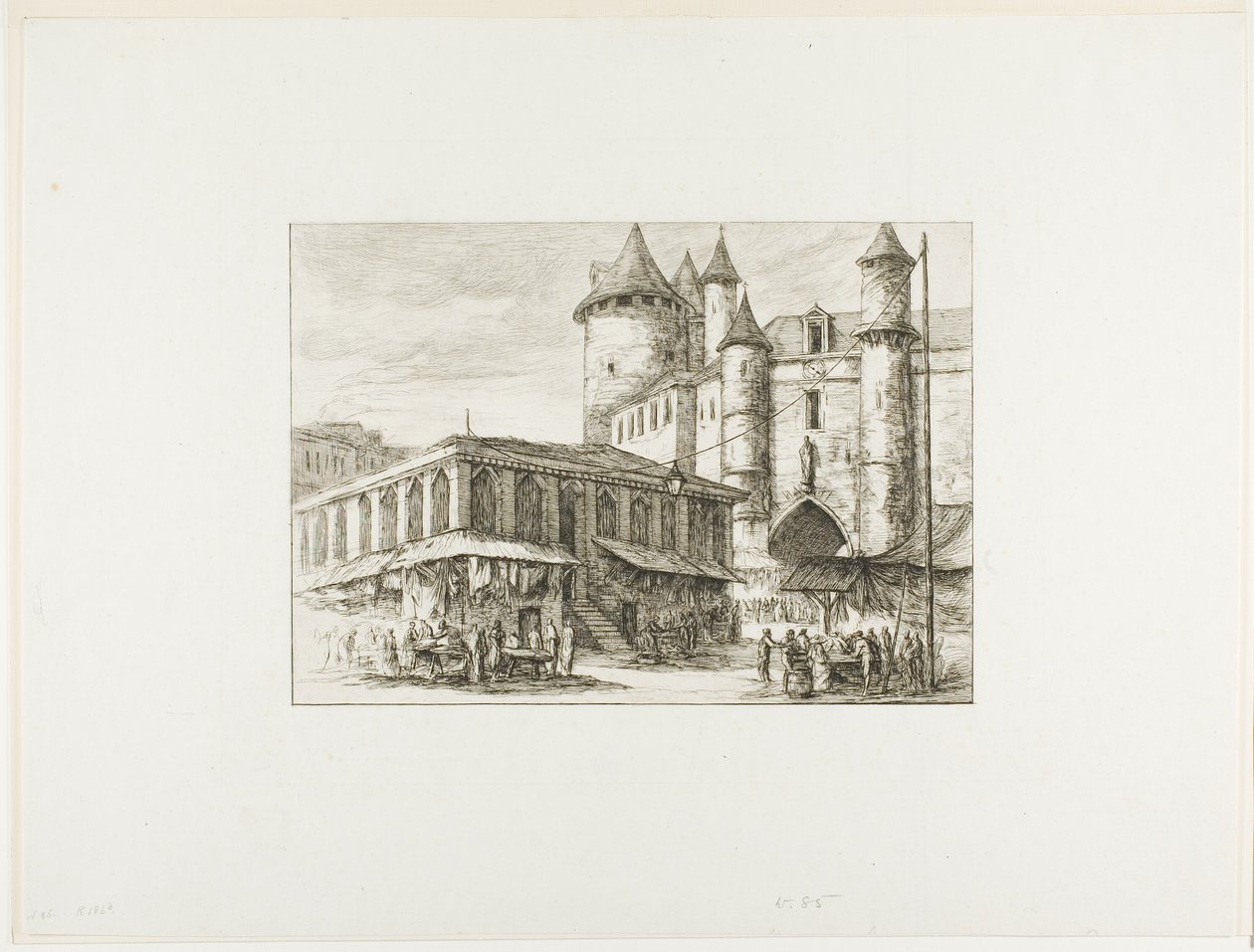 Das Grand Châtelet, Paris, ca. 1780, nach einer früheren Zeichnung von Charles Meryon