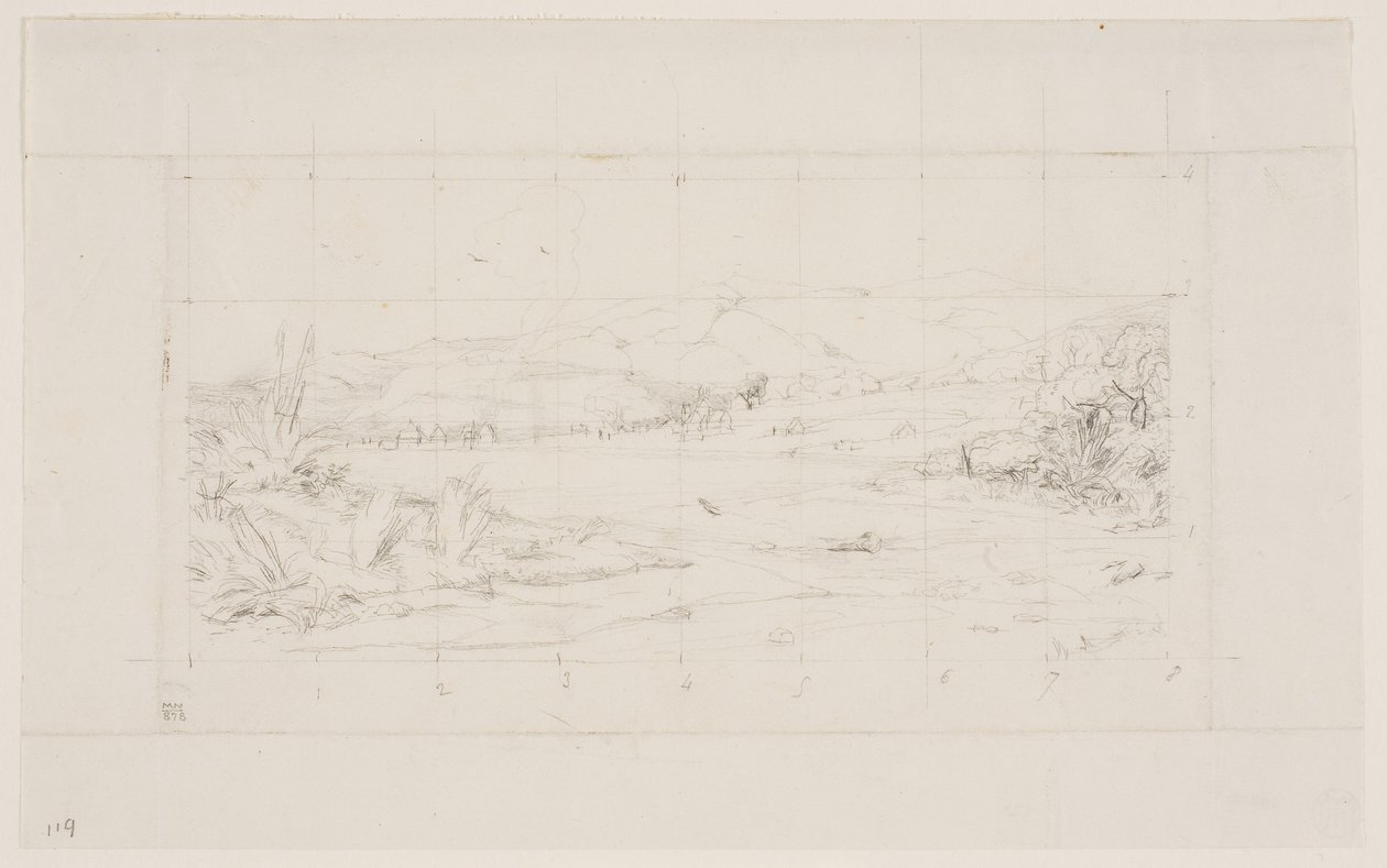 Die kleine französische Kolonie in Akaroa, 1845 von Charles Meryon