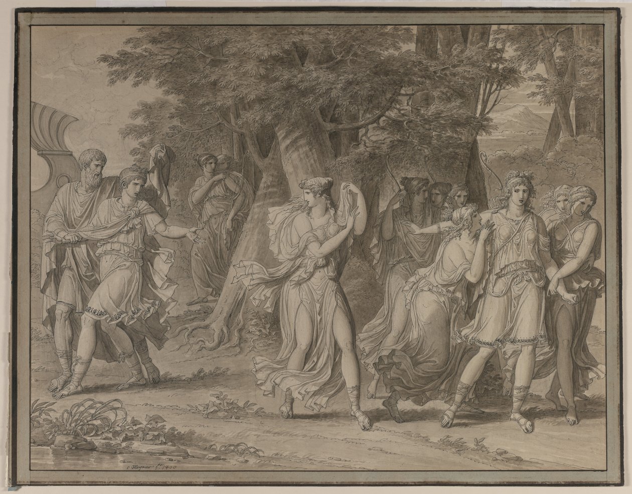 Telemach, von Mentor gedrängt, verlässt die Insel Kalypso, 1800 von Charles Meynier