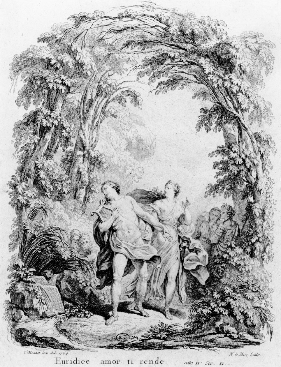 Orpheus führt Eurydike aus der Hölle, Illustration für die Oper 
