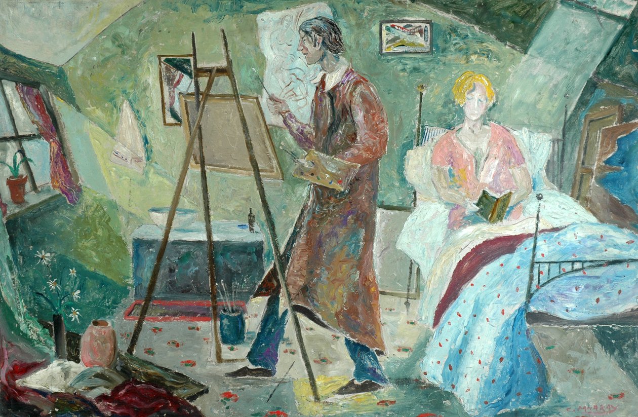 Selbstporträt, der Künstler in seinem Atelier von Charles Murray