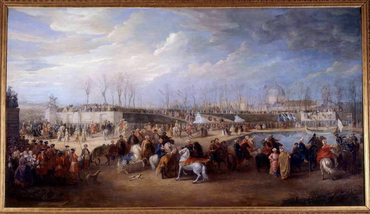 Empfang von Mehemet Effendi, türkischer Botschafter beim großen Sultan Achmet, durch König Ludwig XV. am 21. März 1721 in den Tuilerien. Gemälde von Charles Parrocel von Charles Parrocel