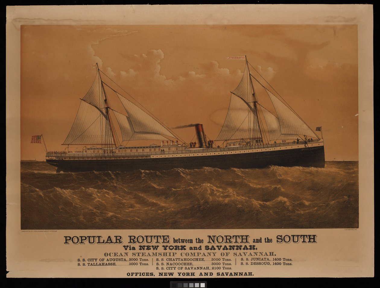 Beliebte Route zwischen dem Norden und dem Süden über New York und Savannah, Ocean Steamship Company of Savannah... City of Augusta... von Charles Parsons