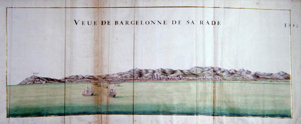 Blick auf Barcelona und seinen Hafen von Charles Pene