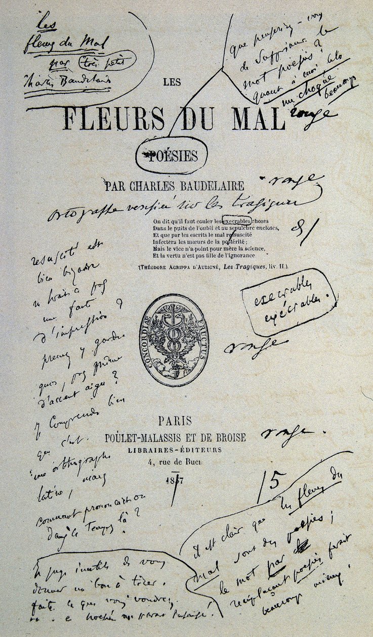 Gut zu zeichnen aus „Fleurs du Mal“, kommentiert von Charles Baudelaire von Charles Pierre Baudelaire