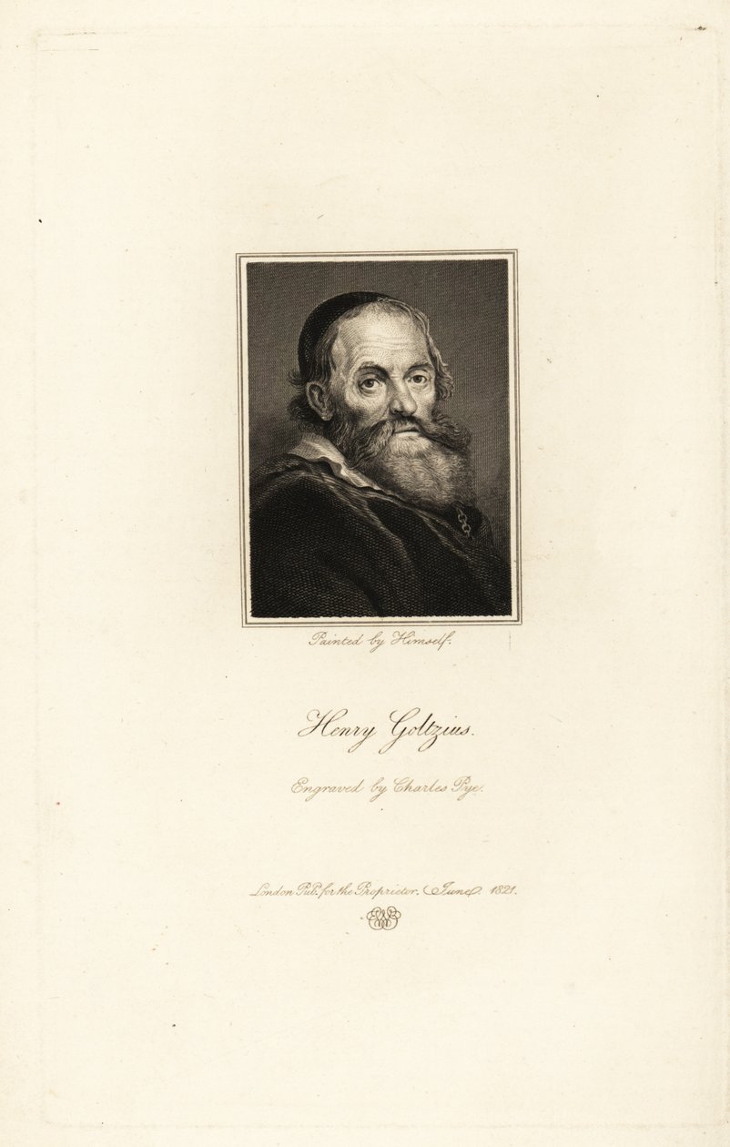 Porträt von Hendrick Goltzius, deutsch-geborener niederländischer Druckgrafiker, Zeichner und Maler von Charles Pye