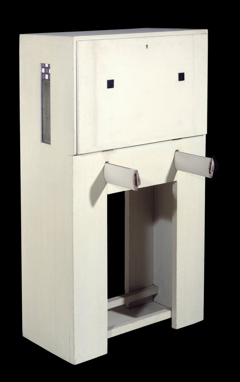Charles Rennie Mackintosh (1868 - 1928); Sekretär ein Sitz (1904) weiß lackiertes Holz. Höhe: 1,21 m; Paris, Musée d