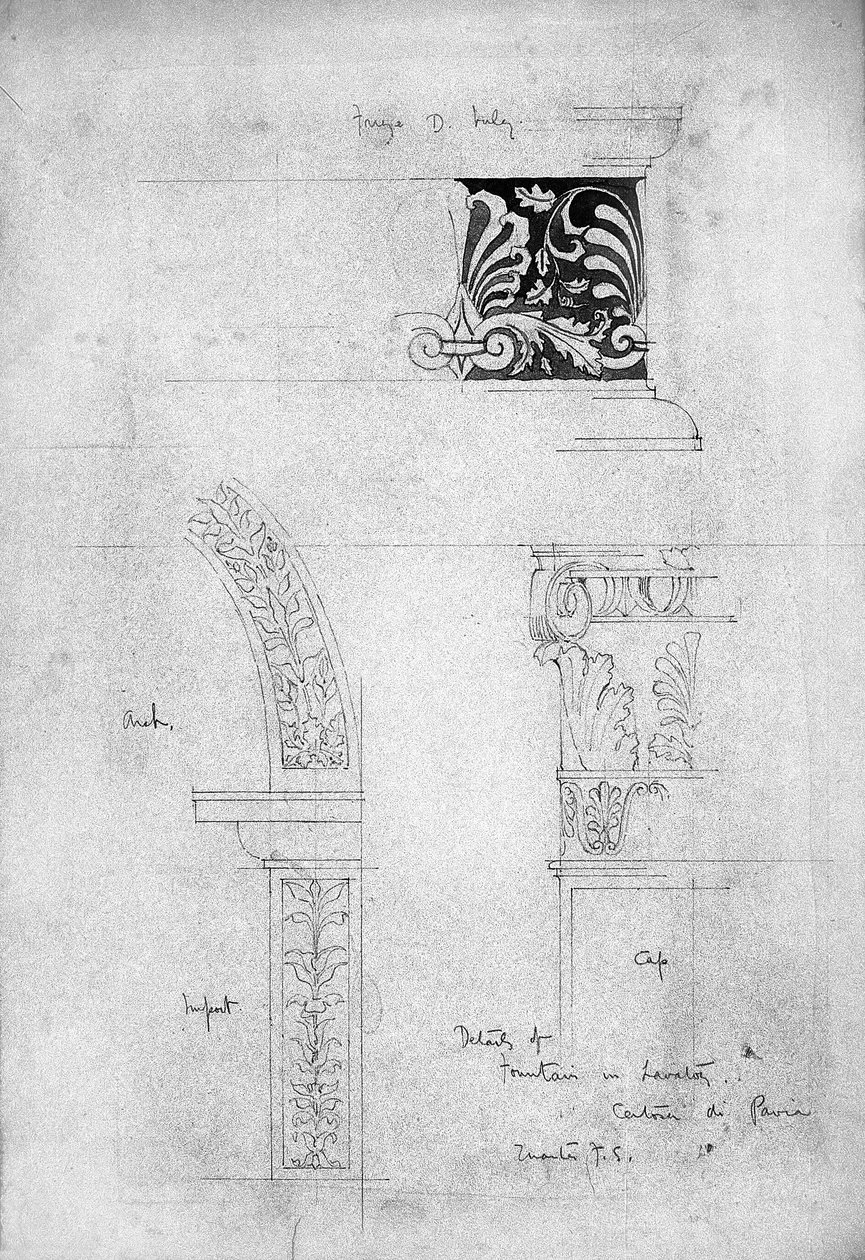 Details des Brunnens im Waschraum, Certosa di Pavia, 1891 von Charles Rennie Mackintosh