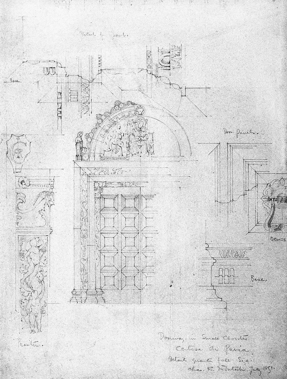 Tür im kleinen Kreuzgang, Certosa di Pavia, 1891 von Charles Rennie Mackintosh