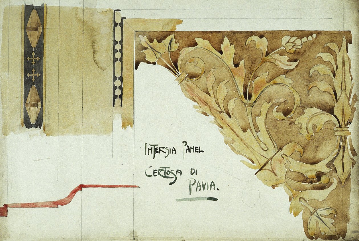 Intarsienpaneel, Certosa di Pavia, 1891 von Charles Rennie Mackintosh