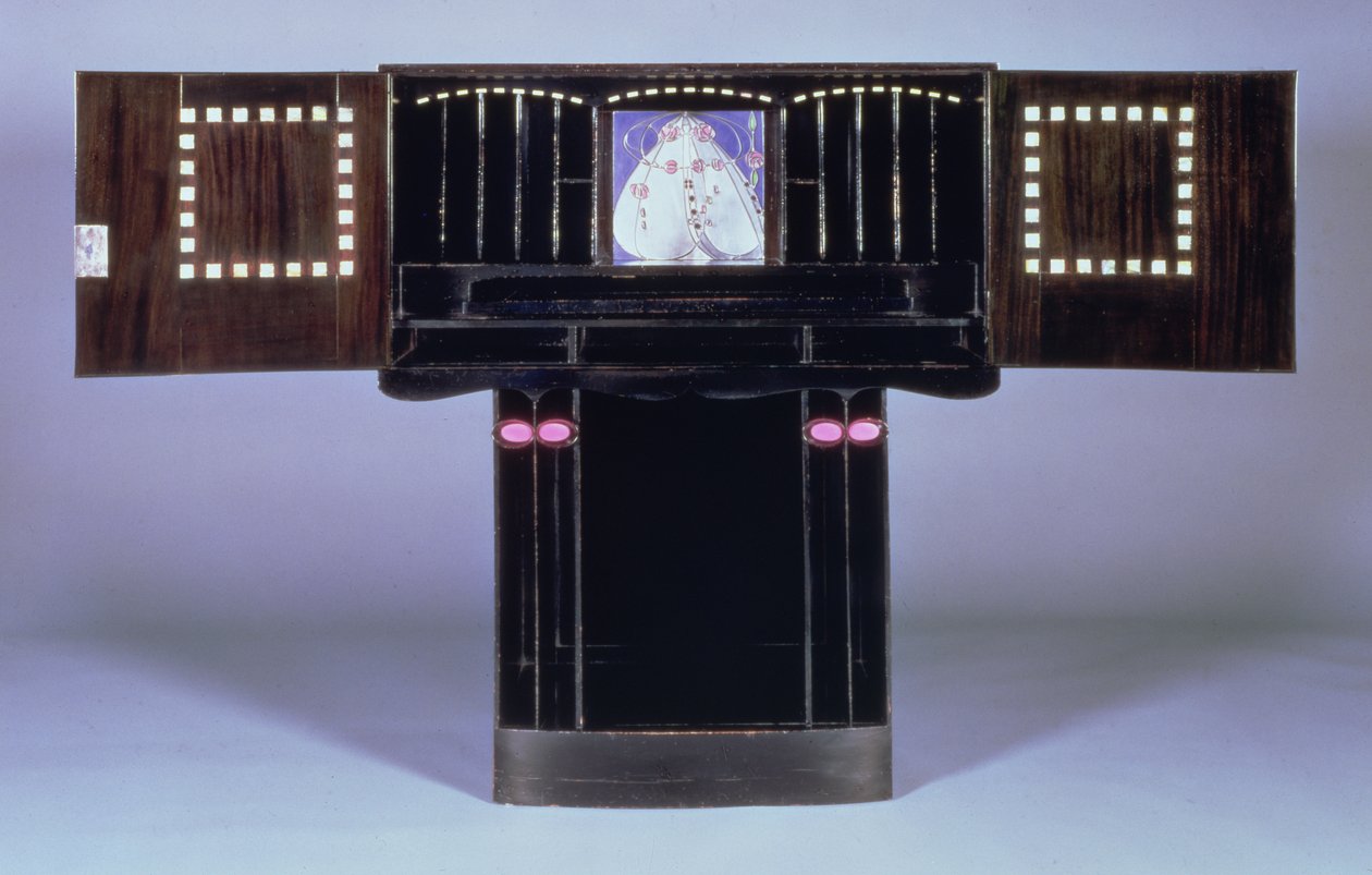 Schreibtisch für Hill House, Helensburgh, ca. 1902 (offen) von Charles Rennie Mackintosh