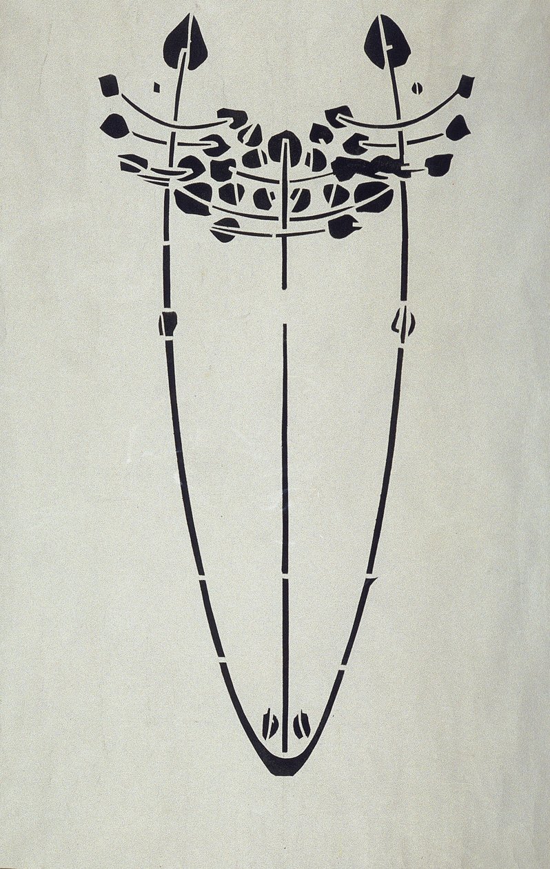 Moderne Reproduktion vom Original Mackintosh Schablone für Wanddekoration, Baumotiv, 1902 von Charles Rennie Mackintosh