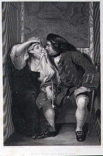 Onkel Toby und die Witwe, graviert von Lumb Stocks von Charles Robert (after) Leslie