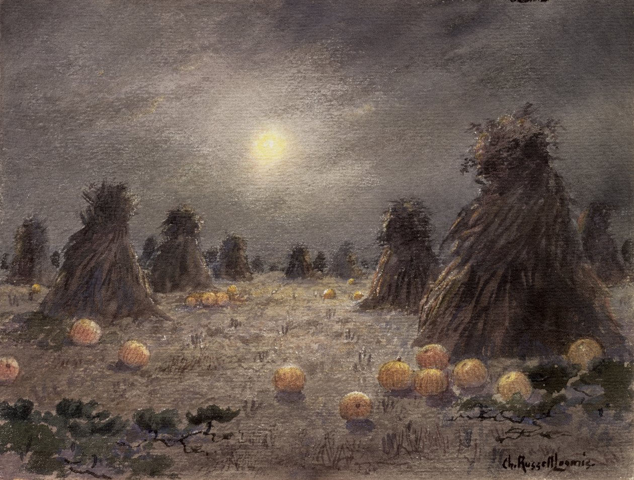 Herbsternte bei Mondschein von Charles Russell Loomis