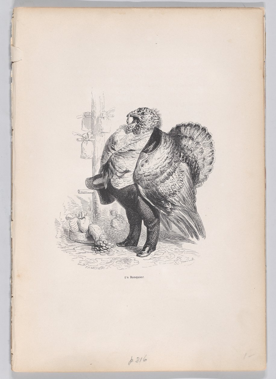 Ein Banker aus Szenen aus dem privaten und öffentlichen Leben der Tiere, ca. 1837-47 von Charles Tamisier
