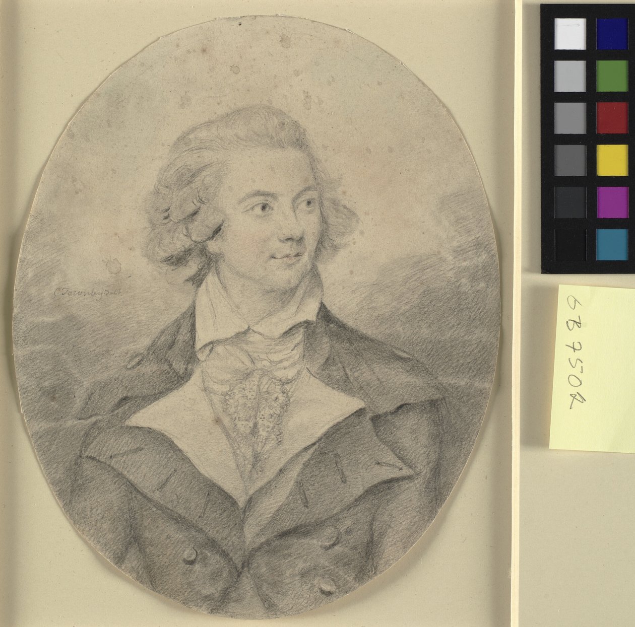 Kopf- und Schulterporträt eines Mannes, Gesicht nach rechts in einem Oval von Charles Townley