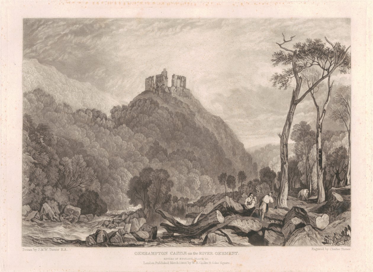 Okehampton Castle am Fluss Okement von Charles Turner