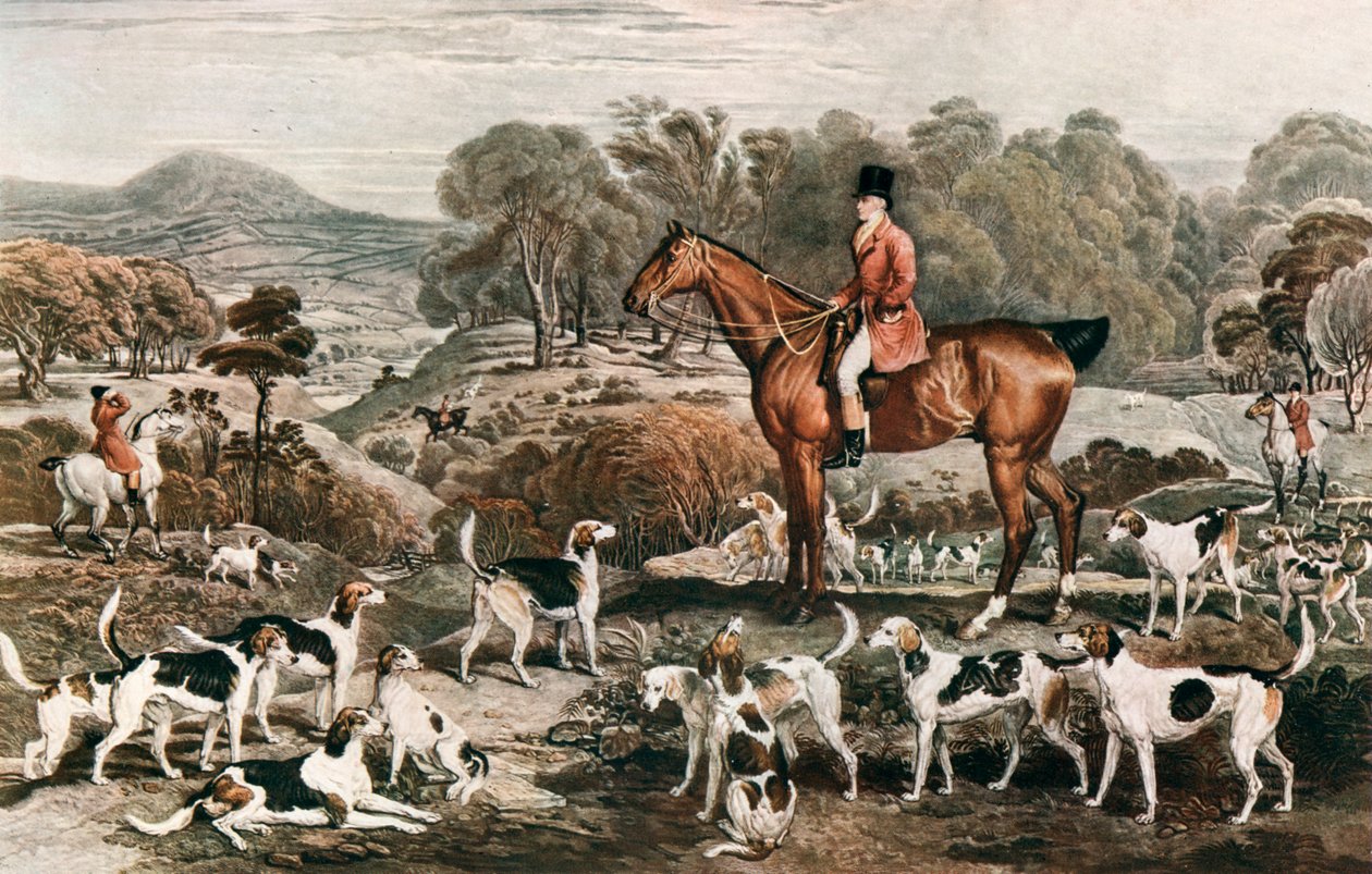 Ralph John Lambton und sein Pferd Undertaker und Hunde, spätes 18. Jahrhundert, 1912 von Charles Turner