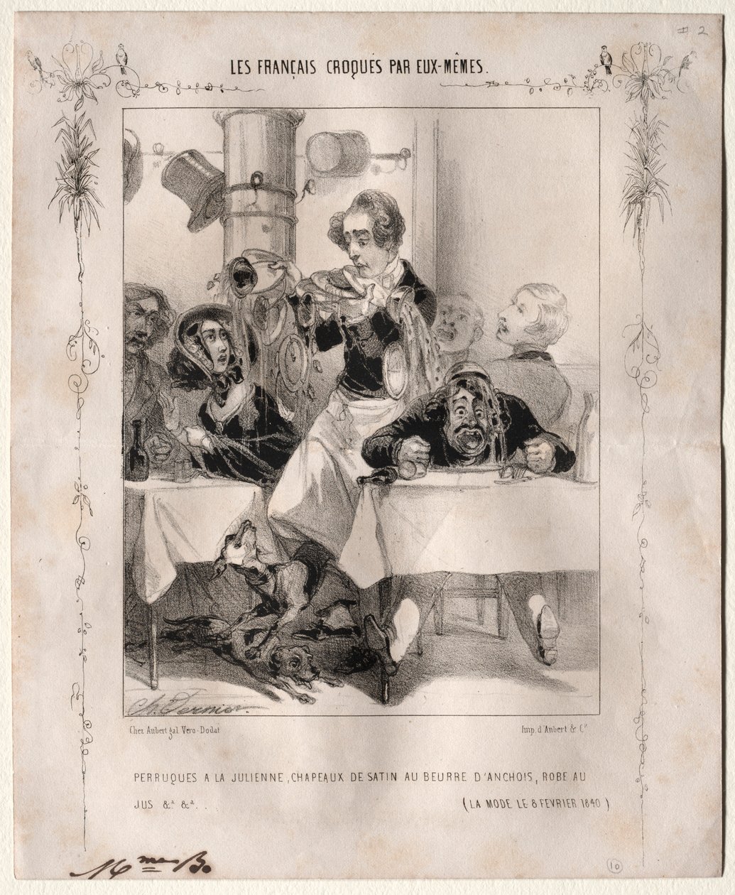 Die Franzosen, von sich selbst karikiert: Perücken à la Julienne, Satinhüte, 1840 von Charles Vernier