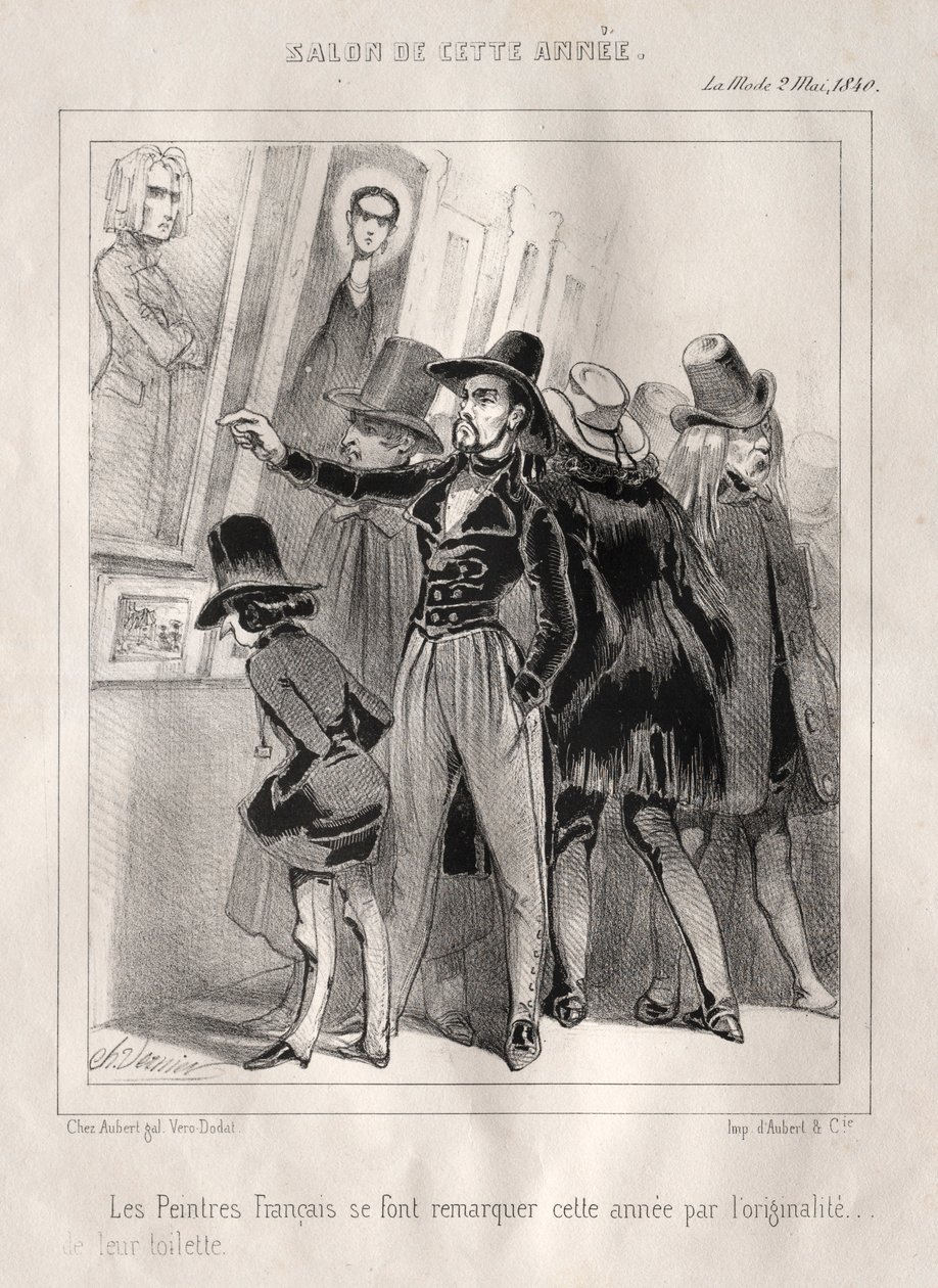 Die französischen Maler fallen dieses Jahr durch die Originalität ihrer Kleidung auf, 1840 von Charles Vernier