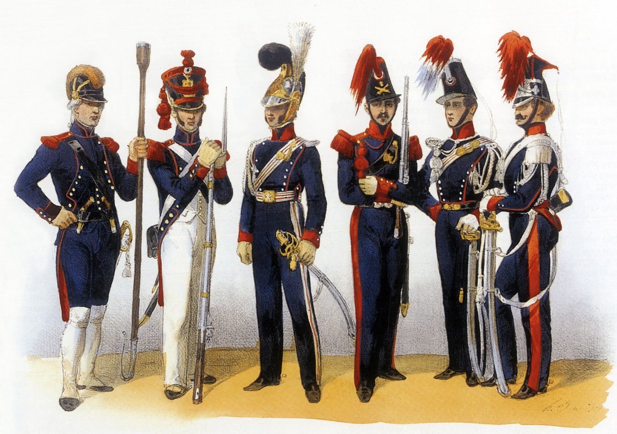 Uniformen der französischen Armee: Nationalgarde (Artillerie und Kavallerie) 18.-19. Jahrhundert, Gravur von Charles Vernier (1831-1887) von Charles Vernier