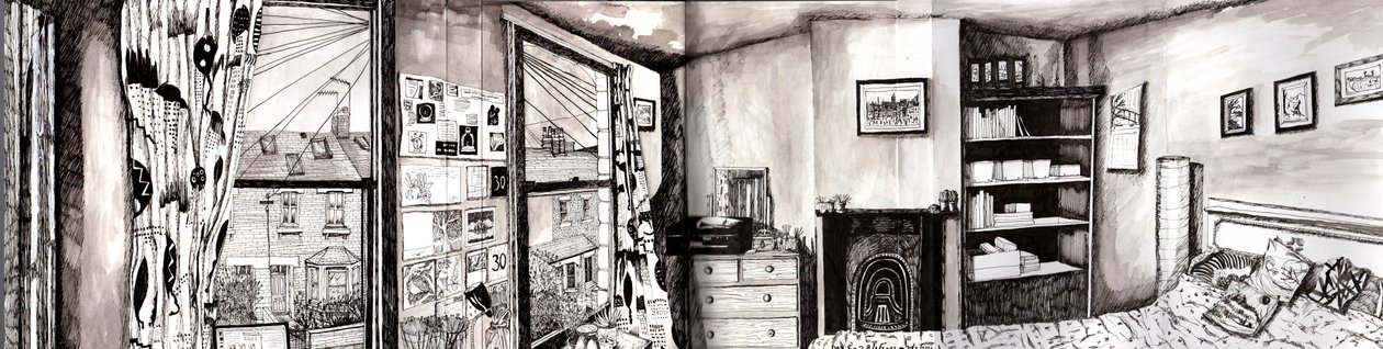 Schlafzimmer Panorama, 2021 von Charlotte Orr