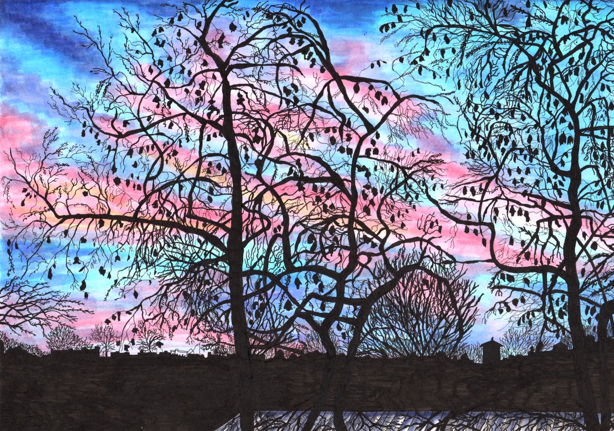 Sonnenuntergang von einem Berliner Balkon, 2020 von Charlotte Orr