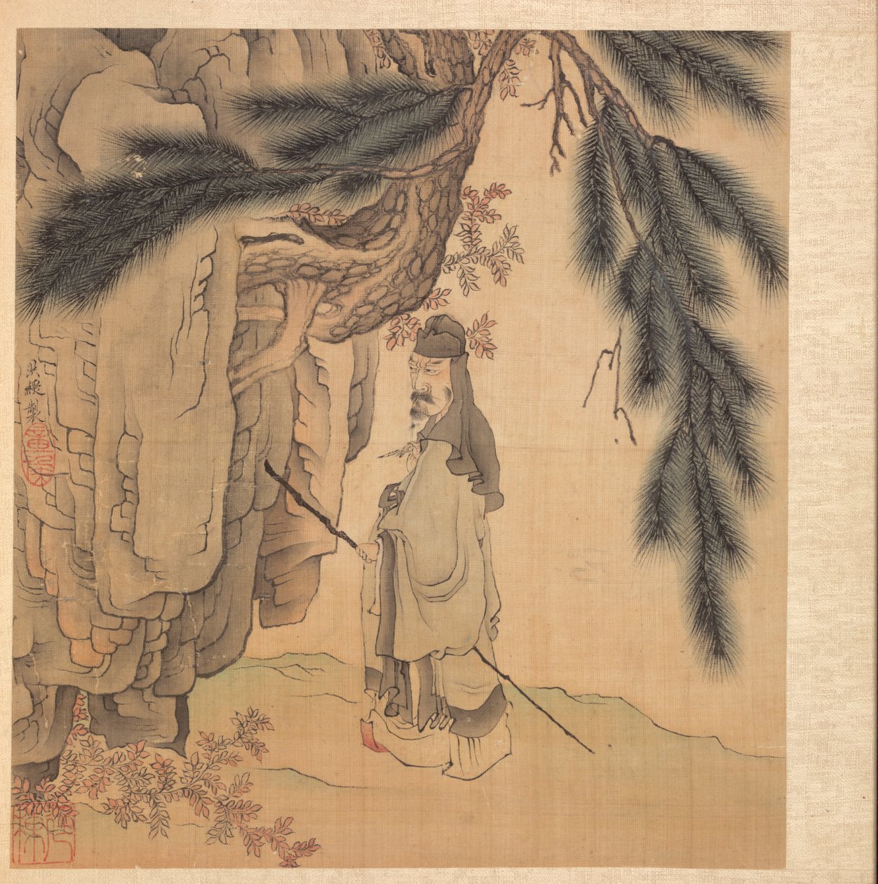Gelehrter mit Stab und Pinsel von Chen Hongshou