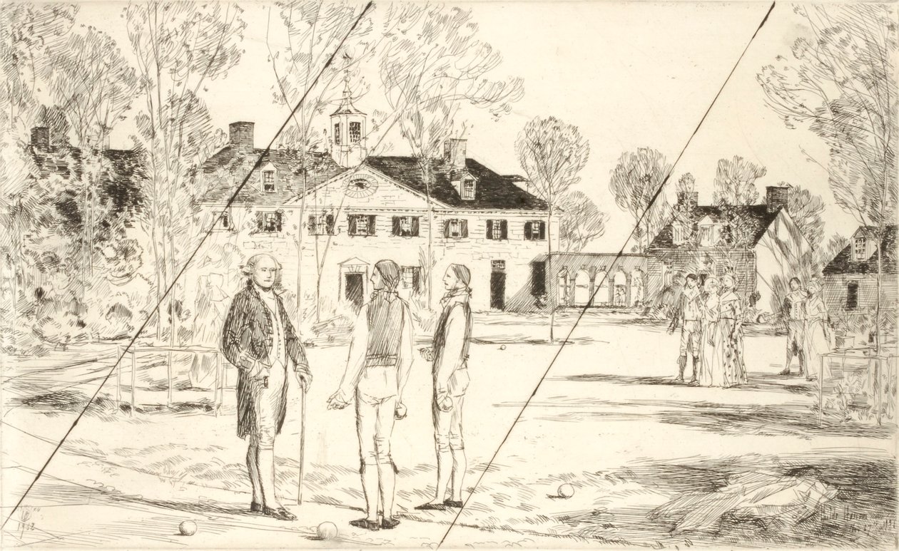 Washington in Mount Vernon (stornierte Platte aus dem Portfolio "The Bicentennial Pageant of George Washington") von Childe Hassam
