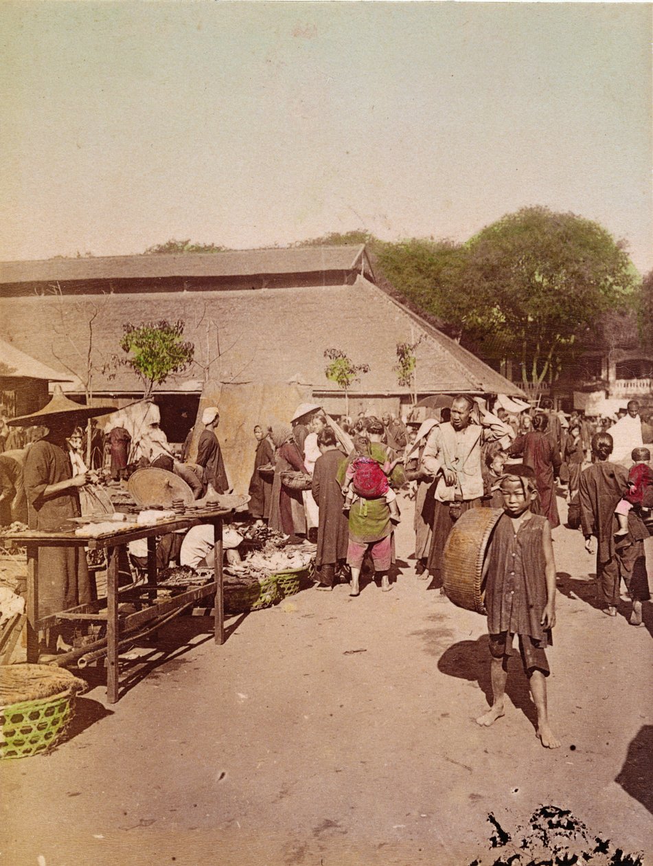 Ein Markt in Tonkin, ca. 1899-1900 (Farbfoto) von Chinese School