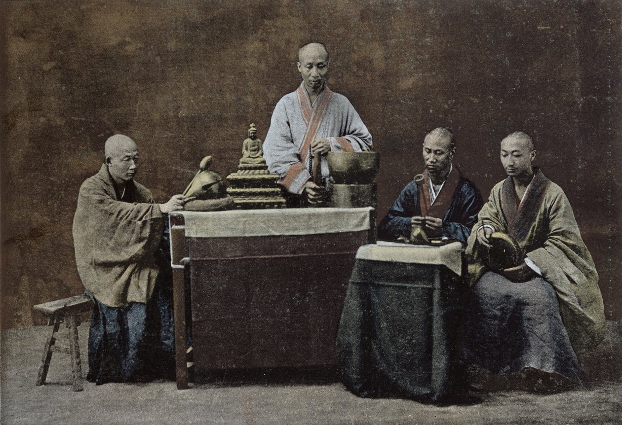 Eine Gruppe chinesischer Bonzen; graviert und gedruckt von Gilot; 1896 von Chinese School