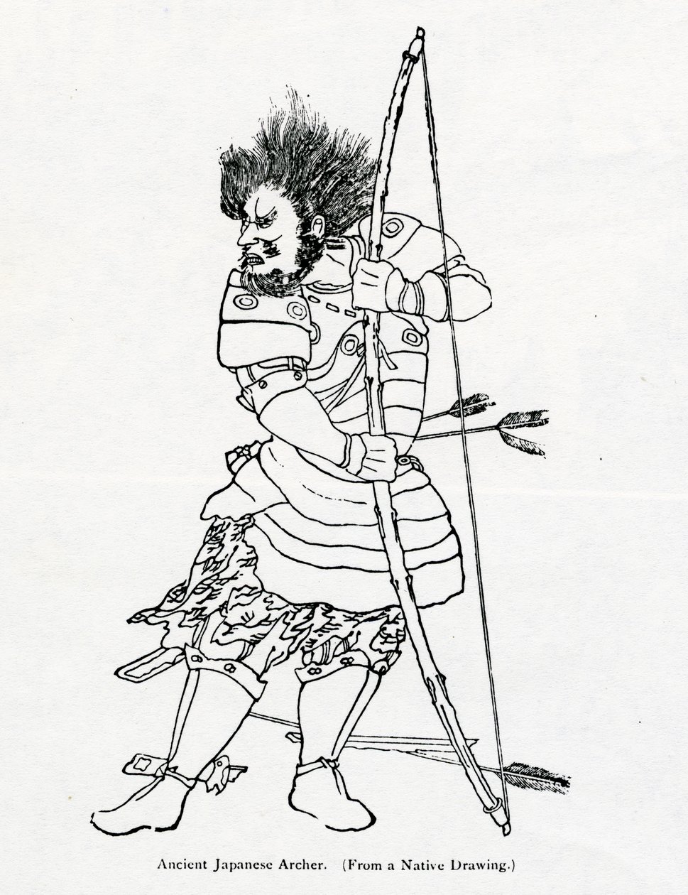Ein antiker japanischer Bogenschütze, Illustration aus 