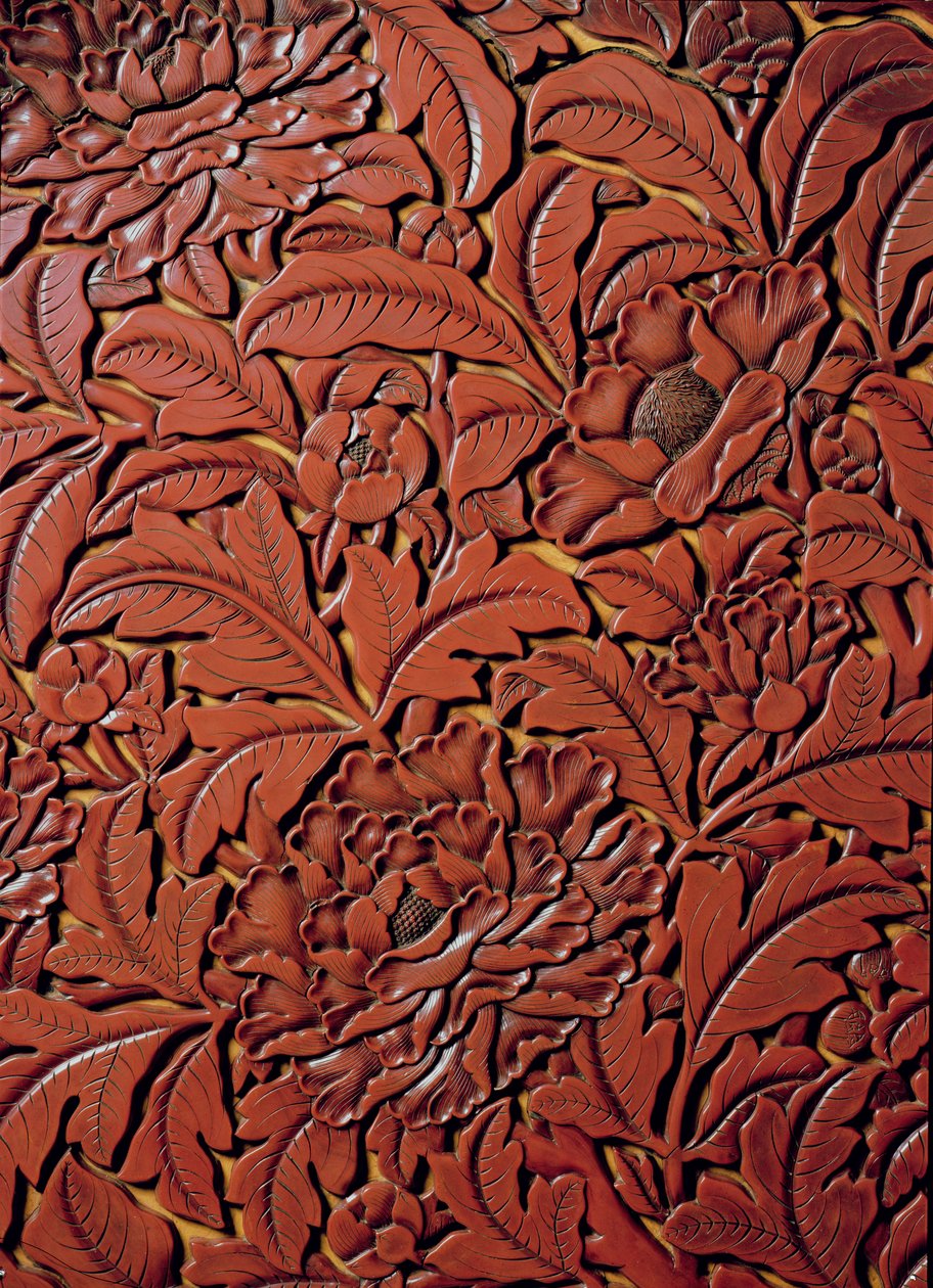 Detail einer geschnitzten Schale mit dem Zeichen von Xuande (1426-36) im Boden, Chinesisch von Chinese School