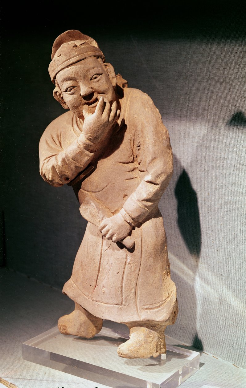 Figur eines pfeifenden Schauspielers, aus Jiaozuo, Henan, Yuan-Dynastie (1271-1368) von Chinese School
