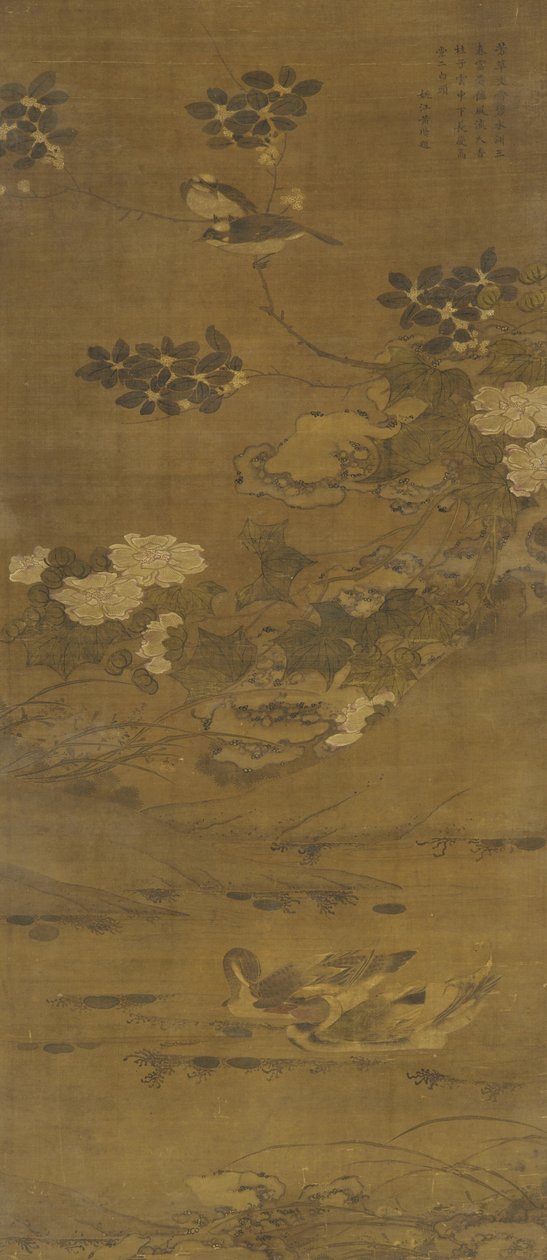Blumen, Enten und andere Vögel, Ming- oder Qing-Dynastie, 15.-18. Jahrhundert von Chinese School