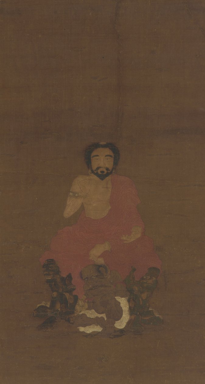Sakyamuni sitzt auf drei dämonenartigen Kreaturen, möglicherweise Yuan-frühe Ming-Dynastie, 14.-15. Jahrhundert von Chinese School