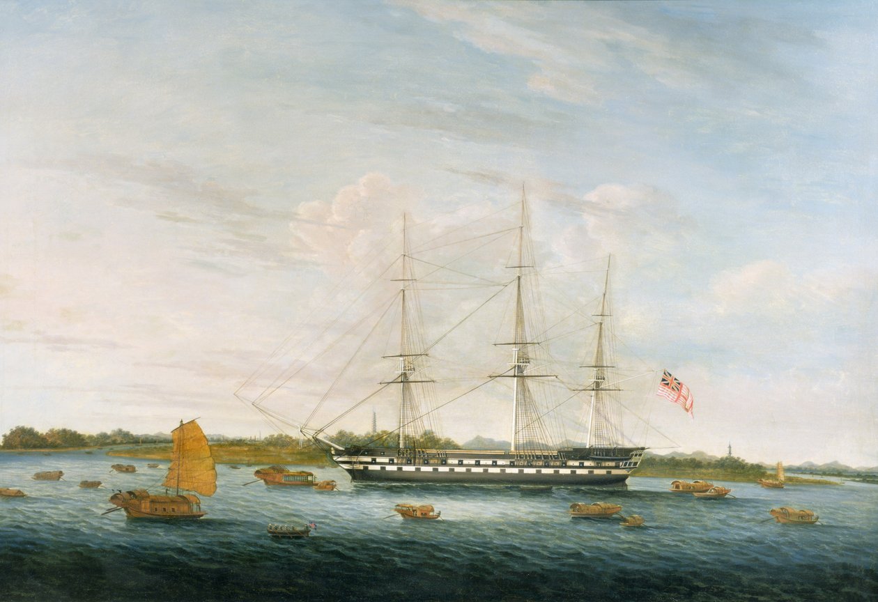 Die Honourable East India Companys The Earl of Balcarras in Kanton, 1816 von Chinese School