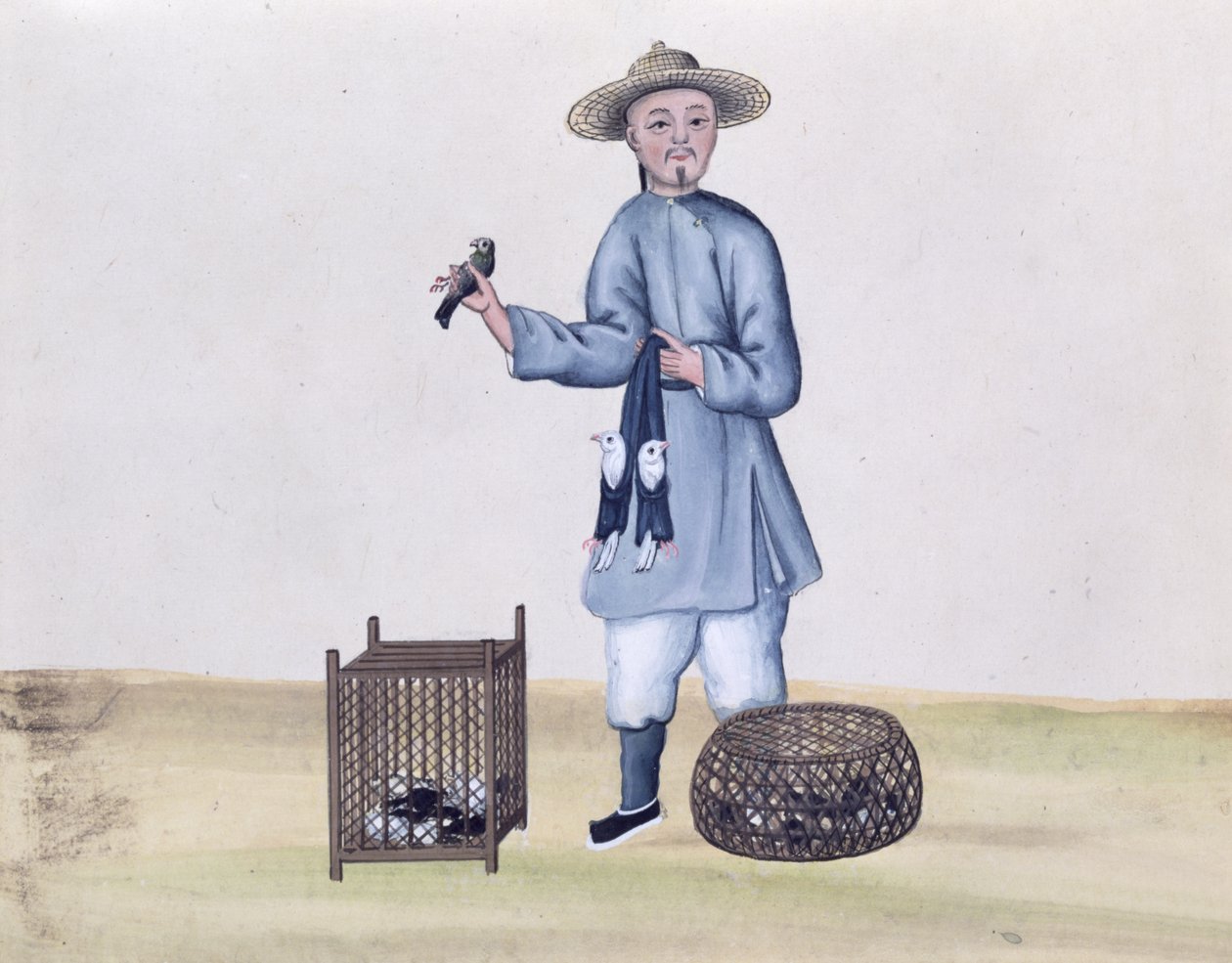 Der Taubenverkäufer, aus einem Buch über die Straßenrufe von Peking, ca. 1785 von Chinese School