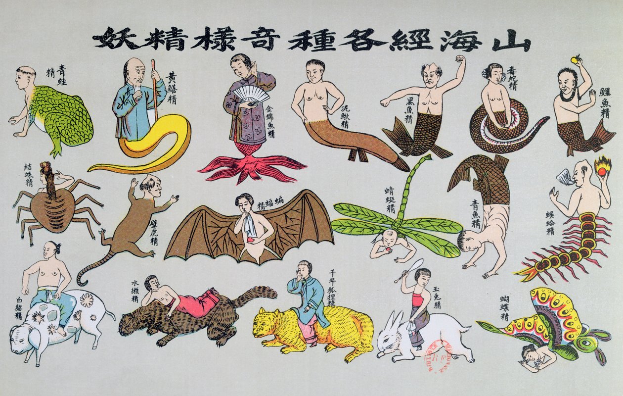 Verschiedene Reinkarnationen der Seele in Tierformen, reproduziert in Recherche sur les superstitions en Chine von Pater Henri Dore, veröffentlicht 1911 von Chinese School