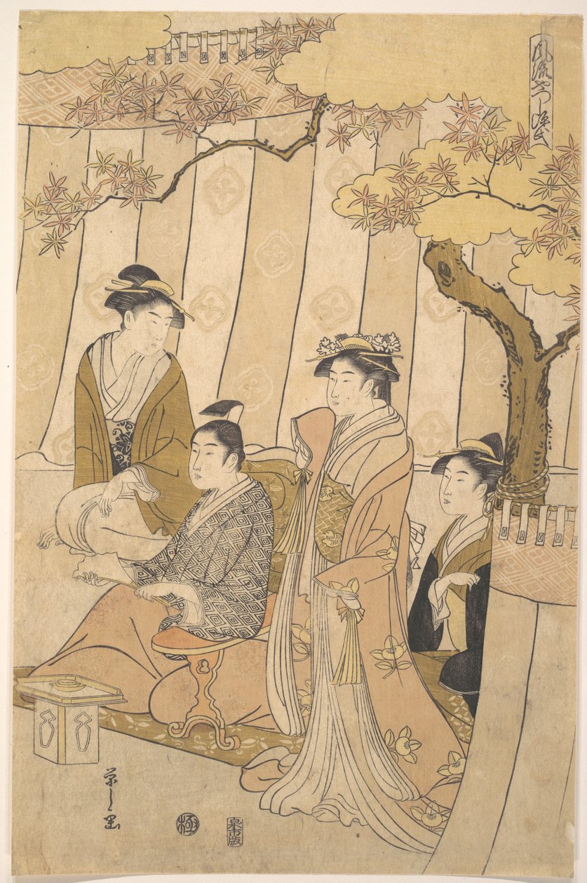 Prinz Genji und drei junge Frauen von Chobunsai Eishi