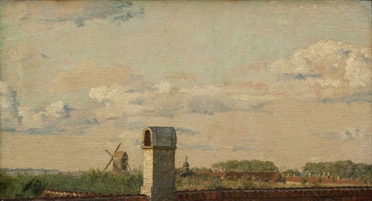 Blick aus einem Fenster in Toldbodvej in Richtung Zitadelle in Kopenhagen von Christen Købke