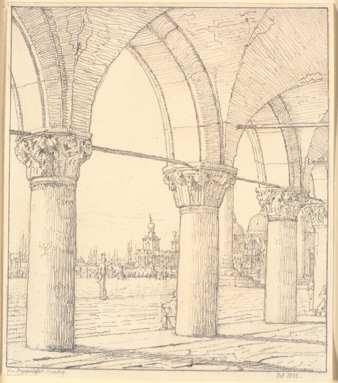 Teil der Kolonnaden unter dem Dogenpalast in Venedig von Christen Købke