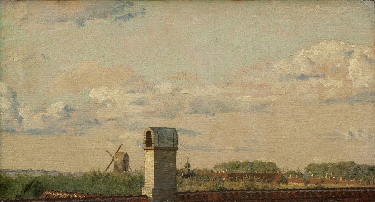 Blick aus einem Fenster in Toldbodvej in Richtung Zitadelle in Kopenhagen, um 1833 von Christen Schjellerup Købke