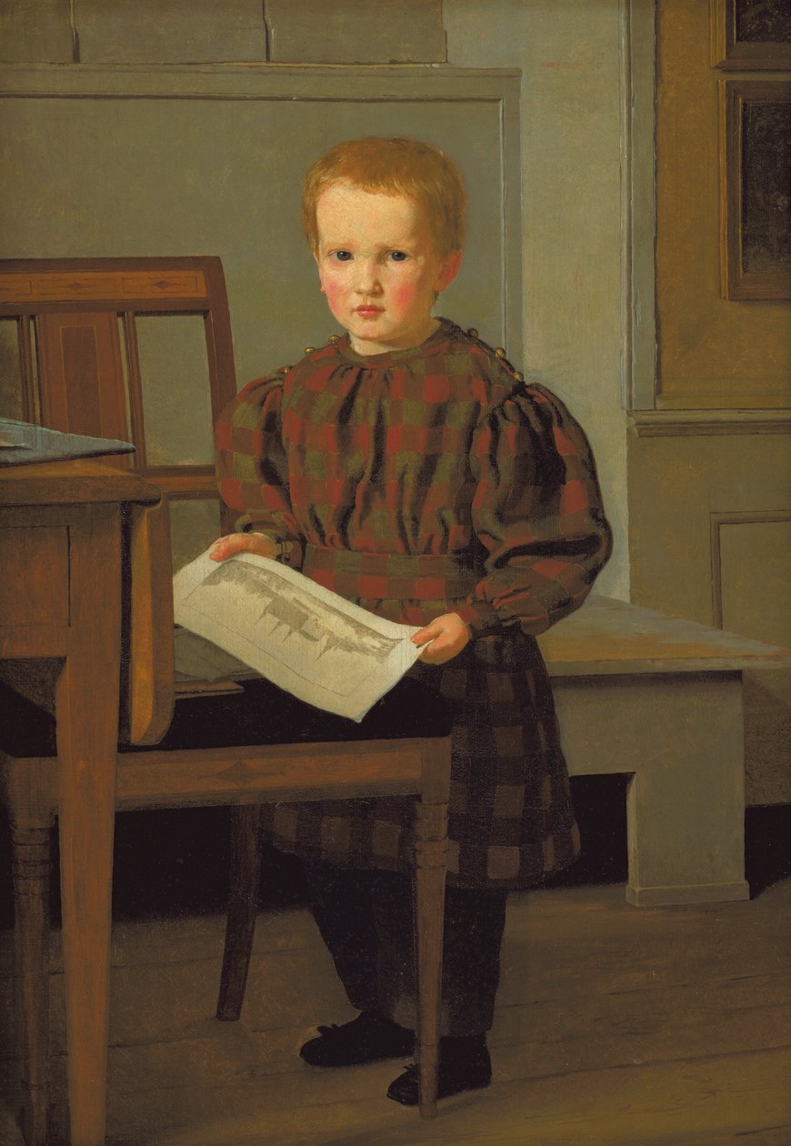 Eckersbergs Sohn, Julius, im Atelier seines Vaters in Charlottenborg von Christen Schjellerup Kobke