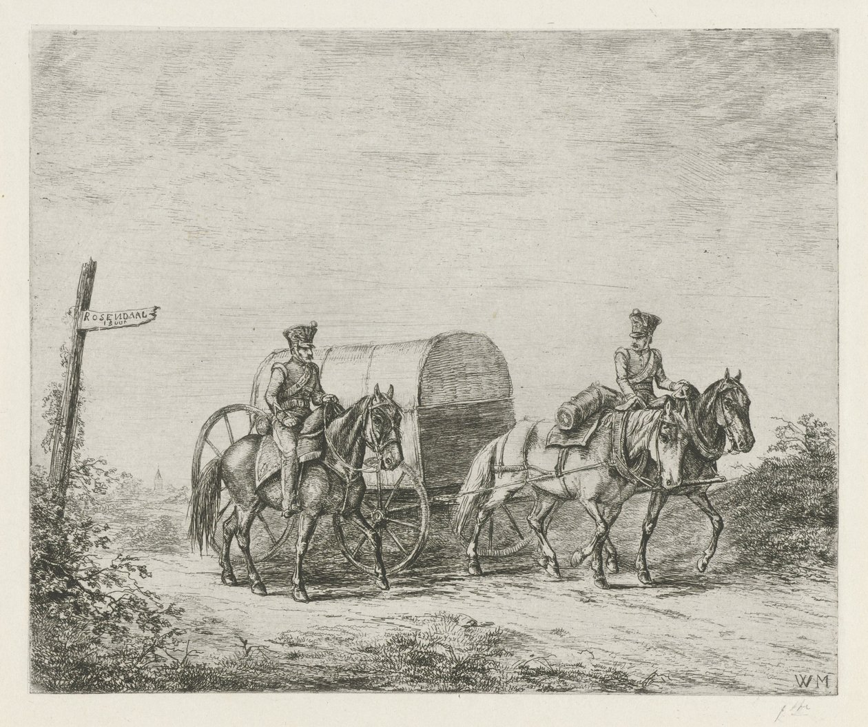Zwei Soldaten zu Pferd unterwegs von Christiaan Wilhelmus Moorrees